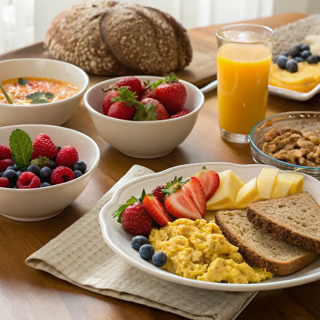 Healthy breakfast table